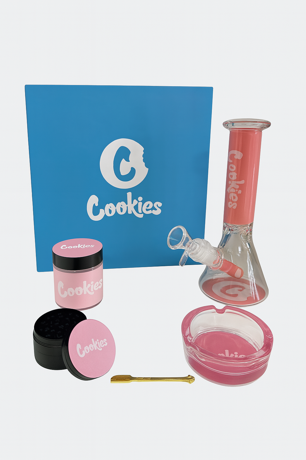 Smoke Set 7.5" Cookies Bite Glass Rig w/ Grinder