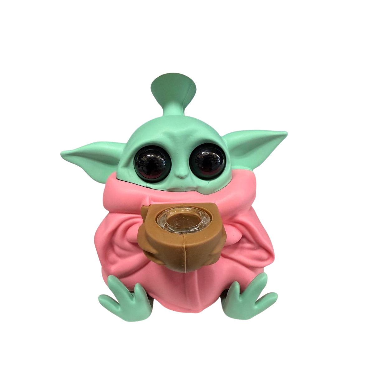 4.8'' Baby Yoda Silicone Water Pipe Assorted Solid  Colors 
