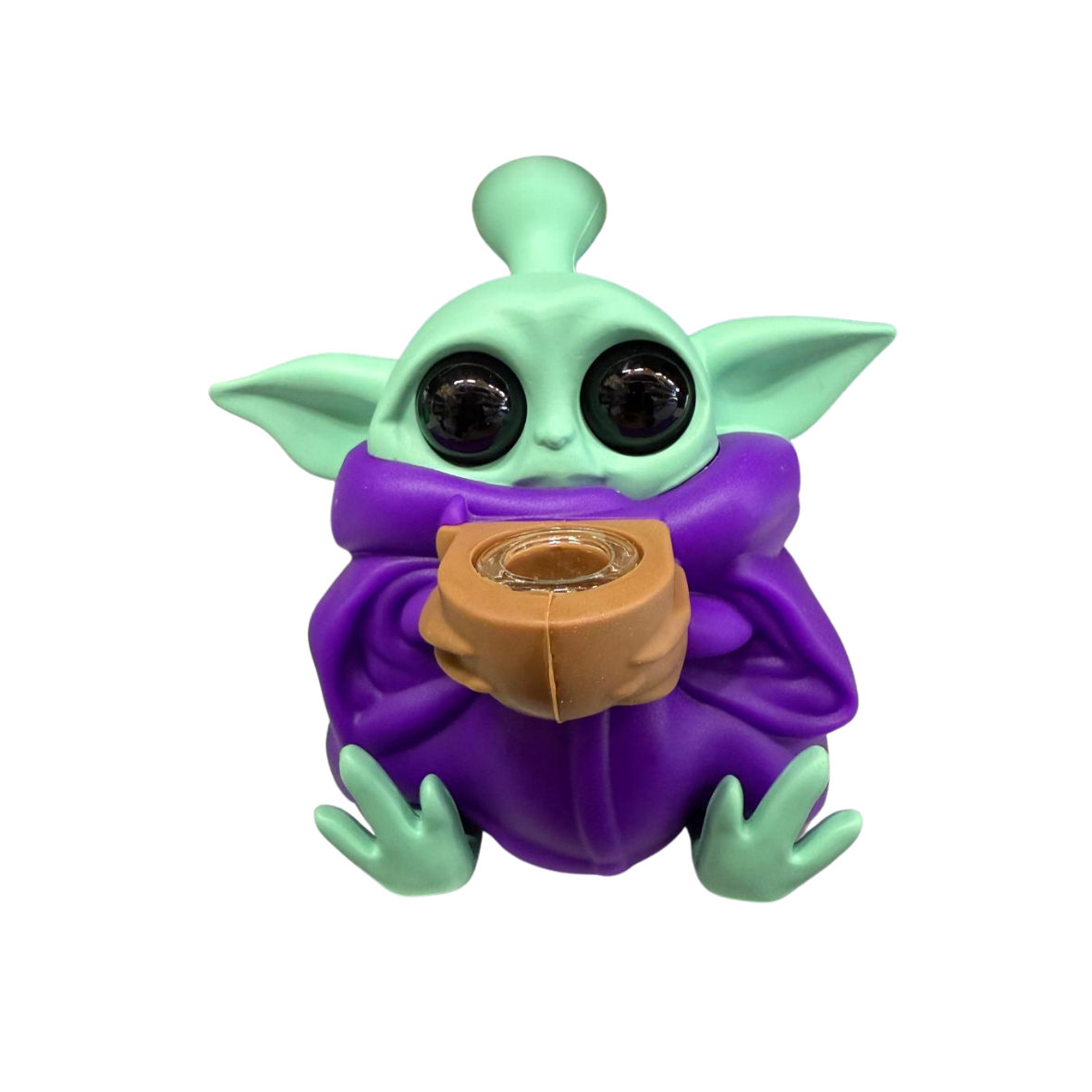 4.8'' Baby Yoda Silicone Water Pipe Assorted Solid  Colors 