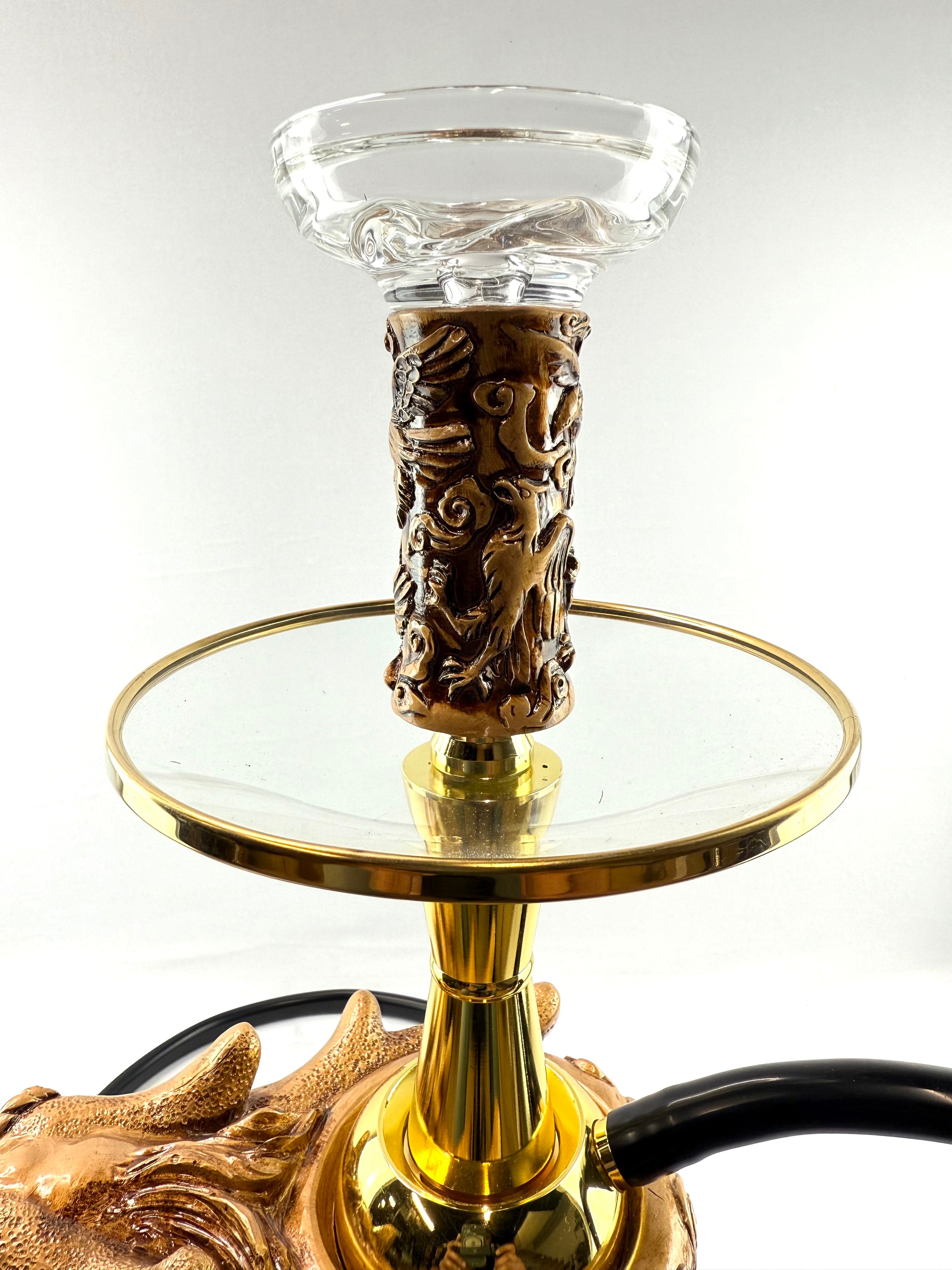 Luxury Dragon Shape Hookah Set with LED Light & Glass Vase