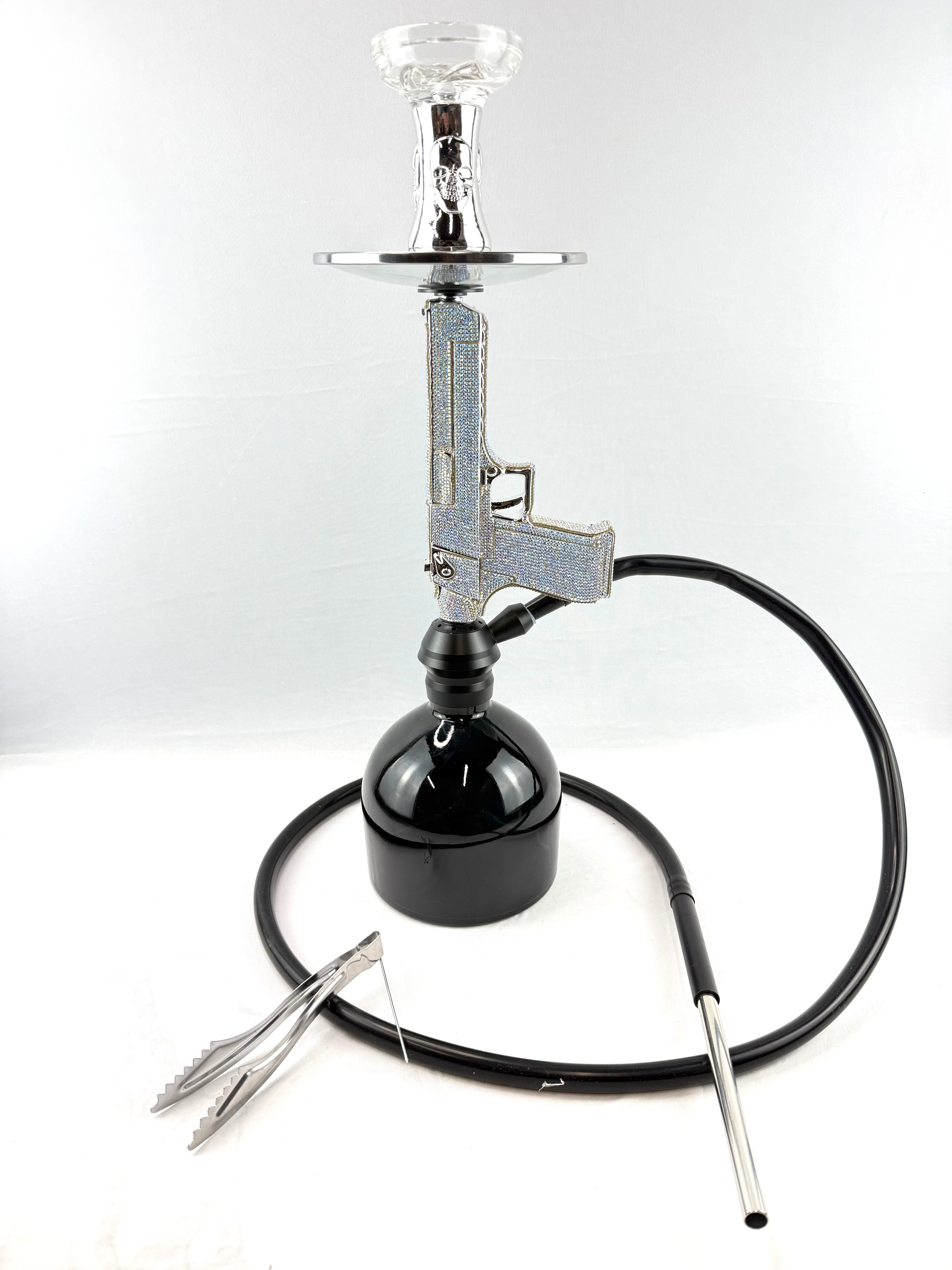 24" Hookah Set Pistol Shape Hookah with Full Shiny Diamonds