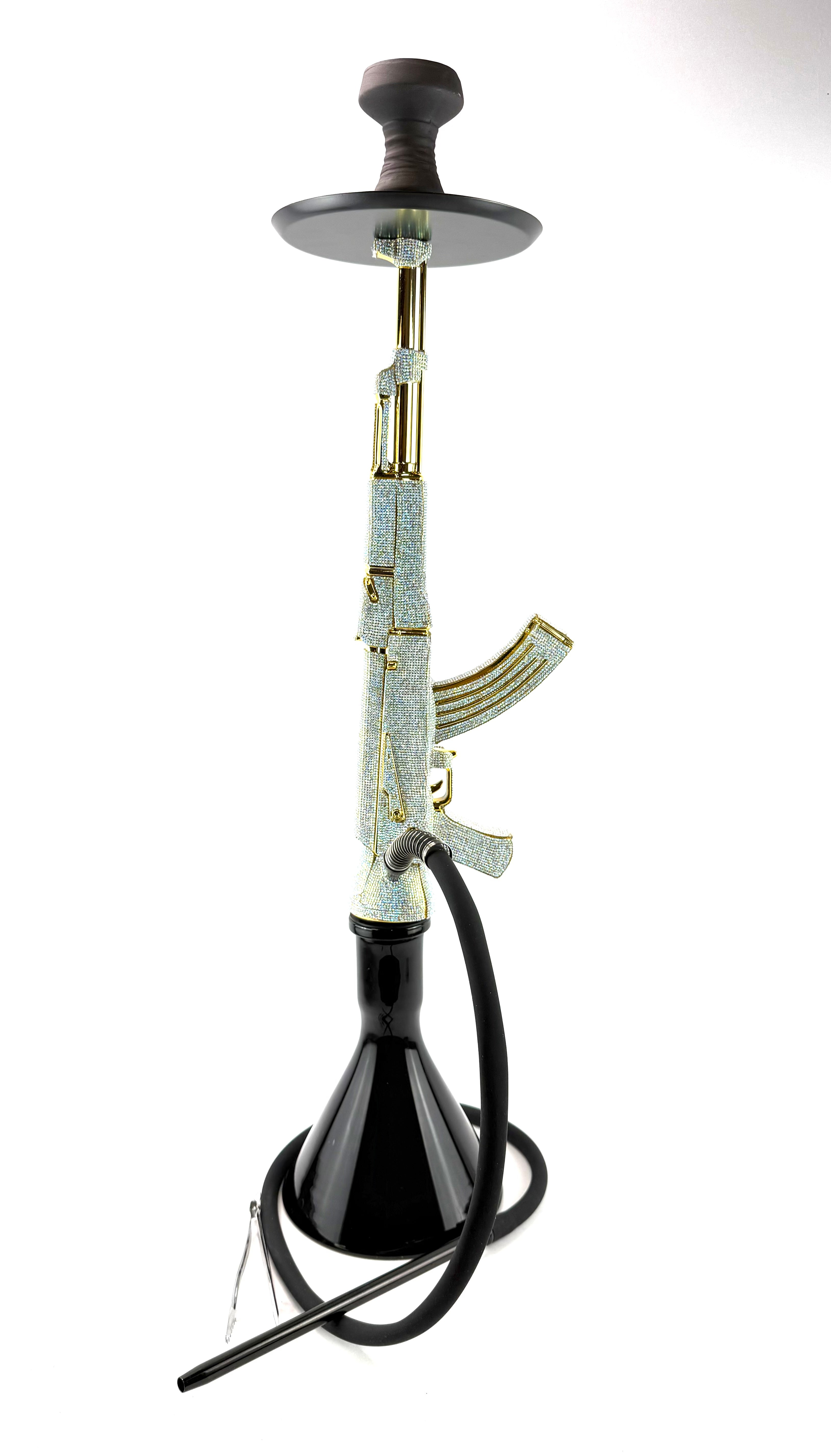 32" Hookah Set Ak47 Gun Shape Hookah with Full Shiny Diamonds
