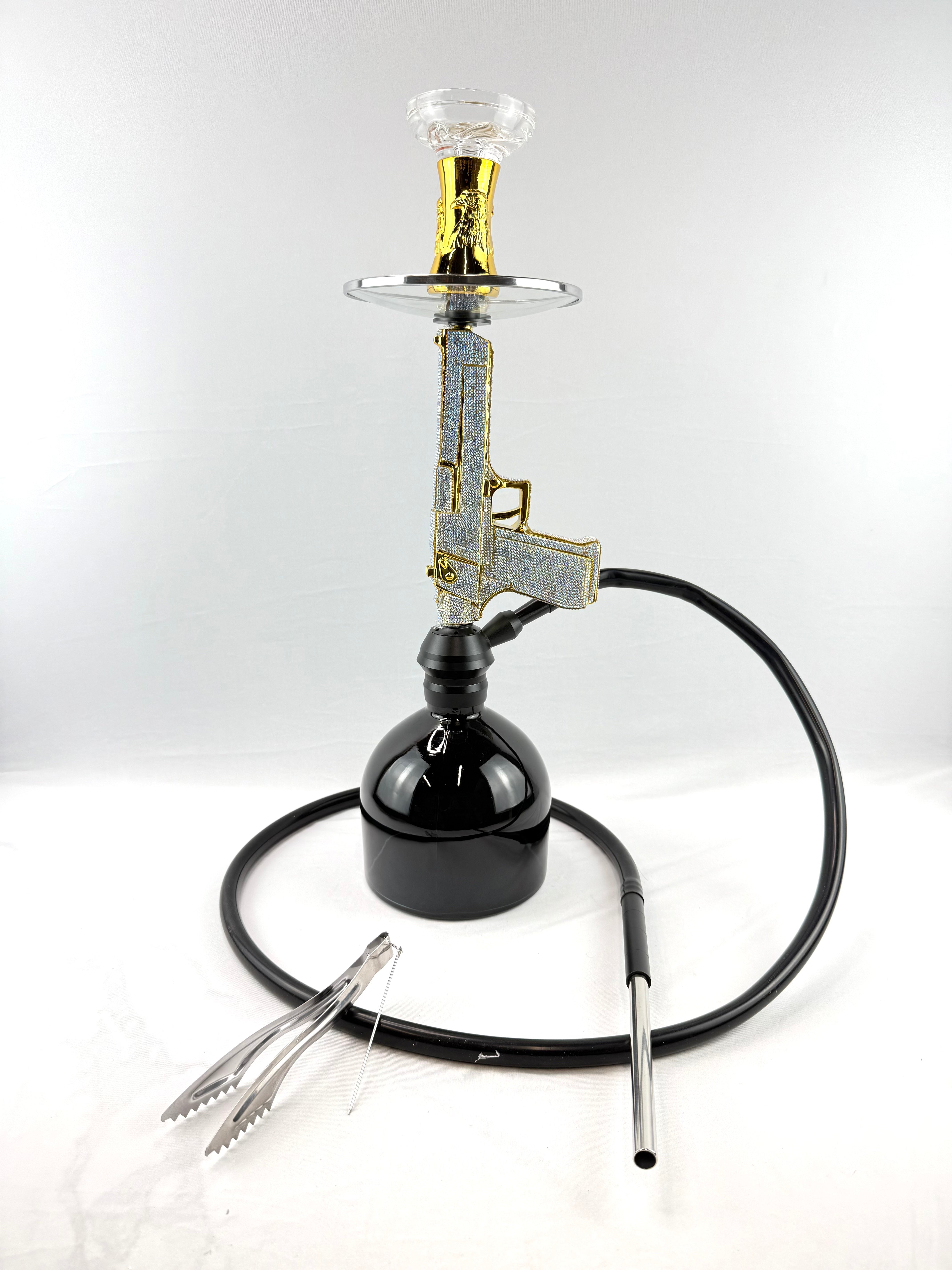 24" Hookah Set Pistol Shape Hookah with Full Shiny Diamonds
