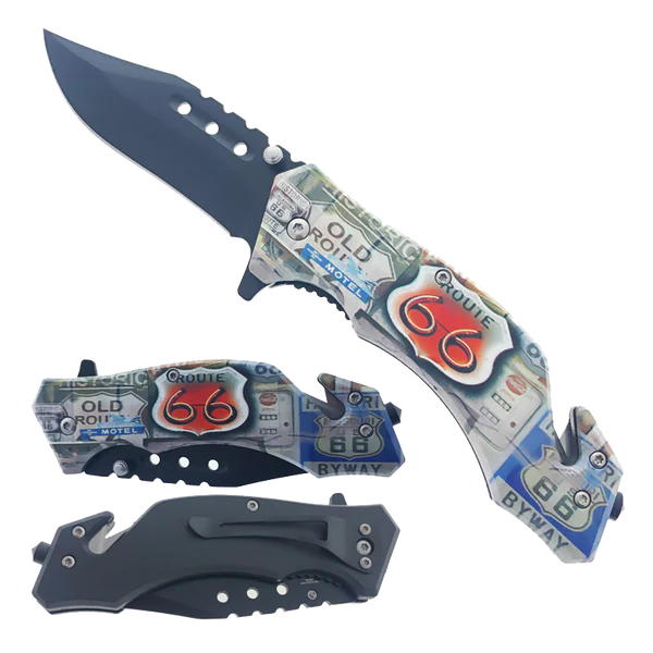 3" Black Blade / Route 66 Handle